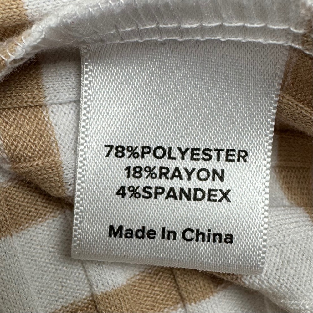 Evereve Striped Ribbed Tank Top Sleeveless Womens Large Tan Cream Coastal Chic - Picture 4 of 9